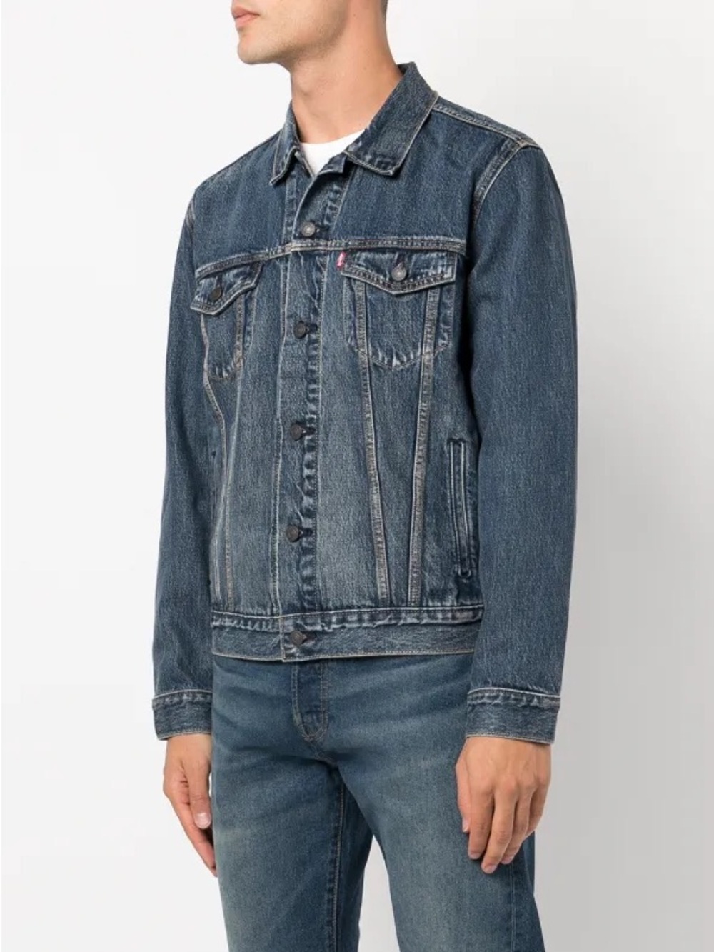 Levi's Grey Denim Jacket with White Stitching